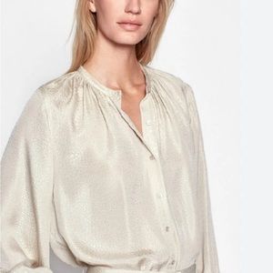 Equipment - Causette silk top XL in silver lining NWT